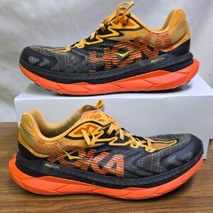 Hoka Black and Orange Athletic Shoes with Cushioned Soles